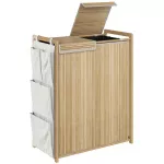 Skalbinių krep&scaron;ys su 2 skyriais ir &scaron;oninėmis ki&scaron;enėmis, 120 l, bambukinis, natūralus