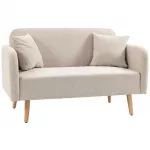 Dvivietė sofa su 2 pagalvėmis, 130 &times; 70 &times; 80 cm, kreminė