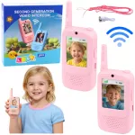 Vaiki&scaron;ka racija su LCD ekranu, 2 vnt., 15 &times; 15 &times; 4 cm, rožinė
