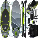 Pripučiama SUP irklentė 335 cm su 3 pelekais, sėdyne ir priedais, pilka/žalia