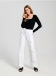 Sinsay - High waist wide leg džinsai - balta