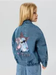 Sinsay - Džinsinė striukė su skalbimo efektu Stitch - mėlyna
