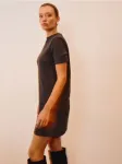 Sinsay - Mini suknelė su medvilnės priemai&scaron;a - tamsiai pilka