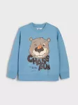 Sinsay - Crewneck džemperis su me&scaron;kiuko spauda i&scaron; fliso - žydra