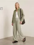 Sinsay - Wide leg kelnės su blizgiu lurekso siūlu - &scaron;viesiai žalia