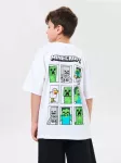 Sinsay - Medvilniniai mar&scaron;kinėliai su spauda nugaroje Minecraft - balta