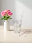 Sinsay - Stikliniai &scaron;iaudeliai su &scaron;irdelės ra&scaron;tu ir valymo &scaron;epetėliu 3 pakuotė - rausva