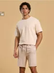 Sinsay - Slim fit &scaron;ortai su viskoze - kūno spalva