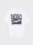 Sinsay - Medvilniniai mar&scaron;kinėliai su spauda NASA - balta