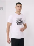 Sinsay - Medvilniniai mar&scaron;kinėliai su barzuko spauda - balta