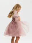 Sinsay - Medvilninė suknelė su tiulio apačia ir siuvinėjimu Stitch - kūno spalva