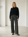 Sinsay - Eleganti&scaron;kos wide leg kelnės su klostėmis ir smulkiu pepita ra&scaron;tu - tamsiai pilka