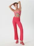 Sinsay - Gėlėta crop top palaidinė - rausva