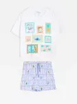 Sinsay - Medvilniniai dviejų dalių pižama su spaudiniu Stitch - balta