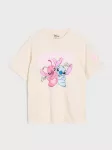 Sinsay - Medvilniniai mar&scaron;kinėliai su spauda Stitch - kūno spalva