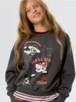 Sinsay - Džemperis su apvalia i&scaron;kirpte ir spauda Hello Kitty and Friends x Powerpuff Girls - tamsiai pilka