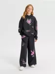 Sinsay - Sportinis hoodie džemperis su spauda Stitch - tamsiai pilka
