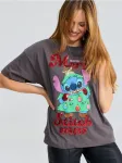 Sinsay - Medvilniniai oversize mar&scaron;kinėliai su dekoratyviniais blizgučiais Stitch - tamsiai pilka