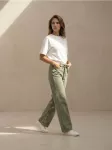 Sinsay - Straight wide leg džinsai su auk&scaron;tu liemeniu - žalia
