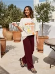 Sinsay - Medvilninė mar&scaron;kinėlių su kavos motyvu ir užra&scaron;u &bdquo;Coffee Club More&rdquo; - kreminė