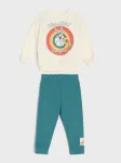 Sinsay - Medvilninis komplektas: crewneck džemperis ir jogger kelnės su ra&scaron;tu Looney Tunes - kreminė