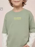 Sinsay - Medvilninė longsleeve loose mar&scaron;kinėliai su dvigubomis rankovėmis ir spauda - &scaron;viesi alyvuogių
