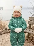 Sinsay - Medvilninis komplektas: beanie kepurė su bumbulais ir kum&scaron;tinės pir&scaron;tinės - kreminė