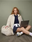 Sinsay - Teddy striukė su stovu ir užtrauktuku - kreminė