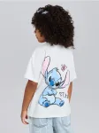 Sinsay - Medvilniniai mar&scaron;kinėliai su spauda Lilo & Stitch - kreminė