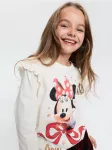 Sinsay - Medvilninė ilgomis rankovėmis palaidinė su spauda Minnie Mouse - kreminė