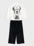 Sinsay - Komplektas: džemperis su Minnie Mouse ra&scaron;tu ir veliūrinės wide leg kelnės - kreminė