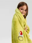 Sinsay - Vaiki&scaron;kas kalėdinis pledas su siuvinėjimu Grinch - geltonai žalia
