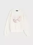 Sinsay - Boxy crewneck džemperis su triu&scaron;ių motyvu - kreminė
