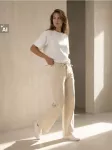 Sinsay - Straight wide leg džinsai su auk&scaron;tu liemeniu - kūno spalvos
