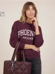 Sinsay - Crewneck džemperis su spauda - bordo