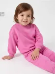 Sinsay - Medvilninis komplektas: crewneck džemperis ir jogger kelnės su siuvinėjimu - ry&scaron;kiai rožinė