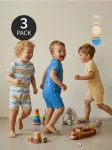 Sinsay - Medvilniniai romperiai su transporto priemonių ra&scaron;tu 3 pack - mid blue