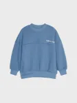 Sinsay - Pa&scaron;iltintas oversize crewneck džemperis su užra&scaron;u - mid blue