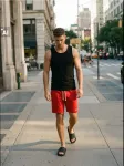 Sinsay - Slim fit sportiniai &scaron;ortai su rai&scaron;teliu - raudona