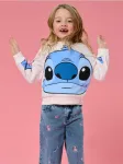 Sinsay - Džemperis su apvalia i&scaron;kirpte ir spauda Lilo & Stitch - pastelinė rožinė