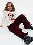 Sinsay - Languotos kelnės su raukiniu ir siuvinėjimu Minnie Mouse - raudona