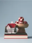Sinsay - Kalėdinė keraminė žvakidė namelio formos - raudona