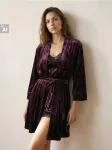 Sinsay - Vienos spalvos kimono stiliaus chalatas - bordo