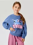 Sinsay - Džemperis su apvalia i&scaron;kirpte ir spauda Stitch - hiacintų