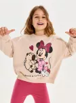 Sinsay - Medvilninis džemperis su apvalia i&scaron;kirpte ir spauda Minnie Mouse - tamsiai ruda