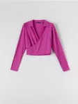 Sinsay - Stulpelių ra&scaron;to crop top palaidinė - purpurinė