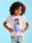 Sinsay - Medvilniniai mar&scaron;kinėliai su spauda Disney Princess Jasmine - levandų
