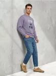 Sinsay - Crewneck džemperis su comfort spauda - levandų