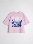 Sinsay - Medvilniniai mar&scaron;kinėliai su spauda Stitch - levandų
