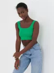 Sinsay - Stulpelių ra&scaron;to crop top palaidinė - skaisčiai žalia